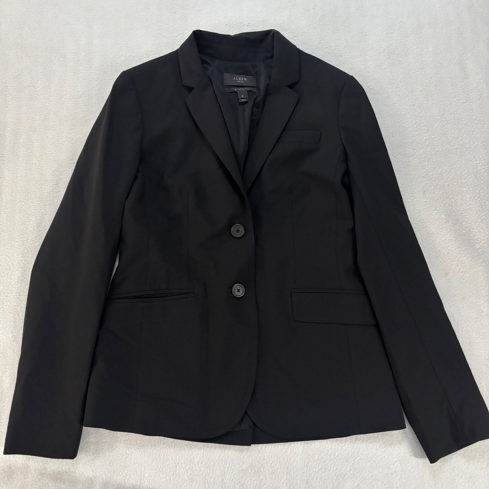 J.Crew 1035 Bi-Stretch Wool Blazer Black Two-Button Jacket 95961 Womens 6
